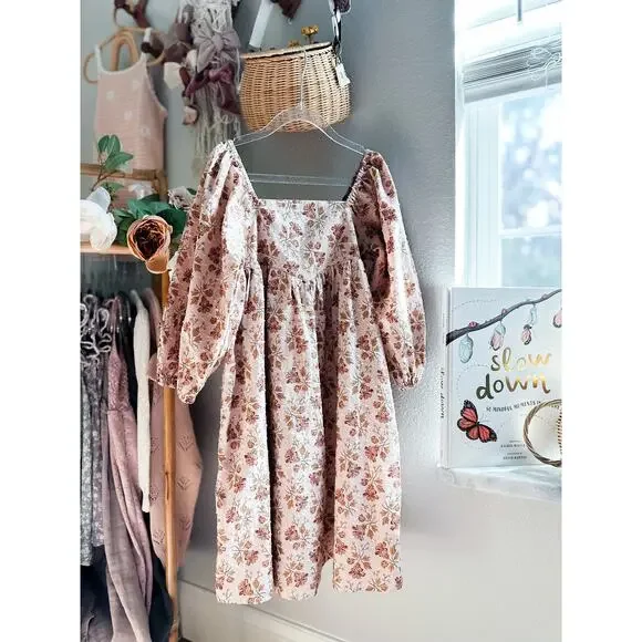Rylee + Cru Blush Fields & Golden Meadowlight storybook heirloom floral dress